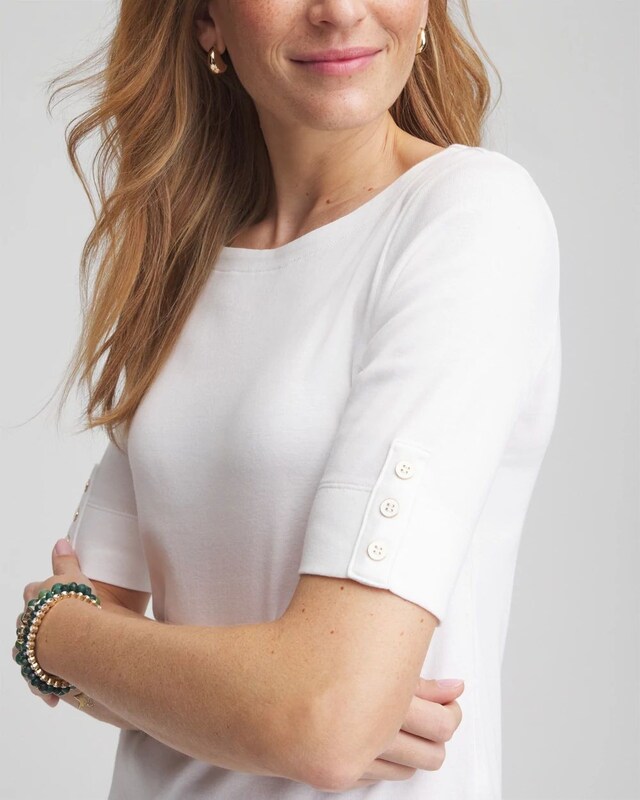 Pima Cotton Bateau-Neck Tee - image 4